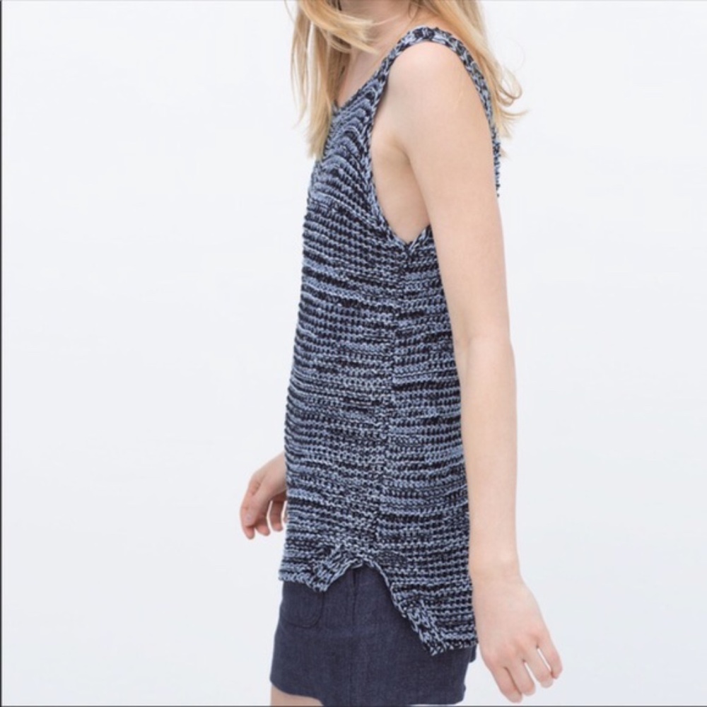 Zara knitted knit blue tank top